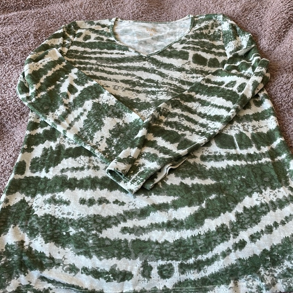 Belle Green Tie Dye Print Top in XXS